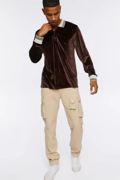 Velour Contrast Striped-Trim Shirt