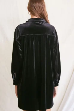Velour Mini Shirt Dress
