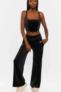 Velour Wide-Leg Pants