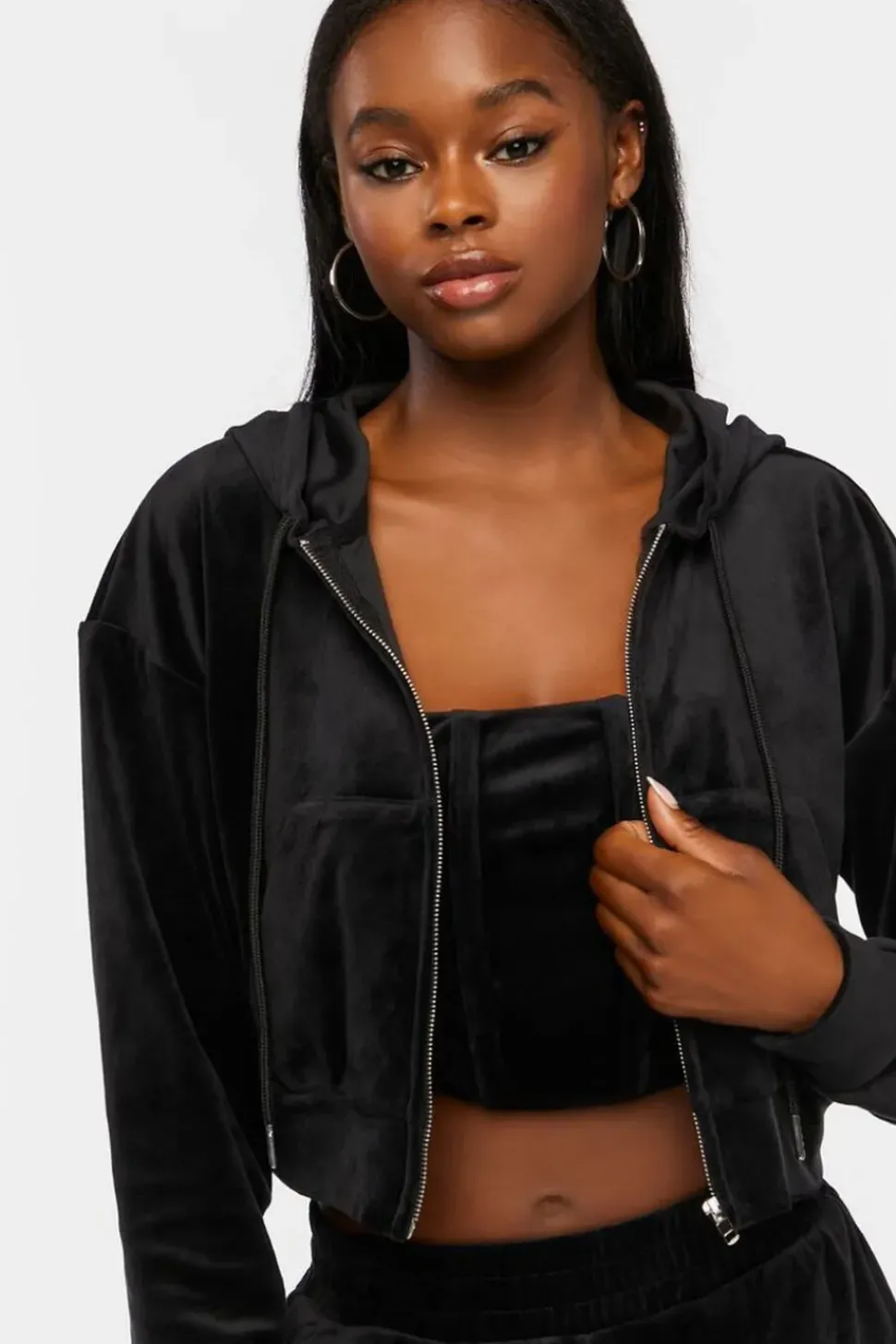 Velour Zip-Up Hoodie