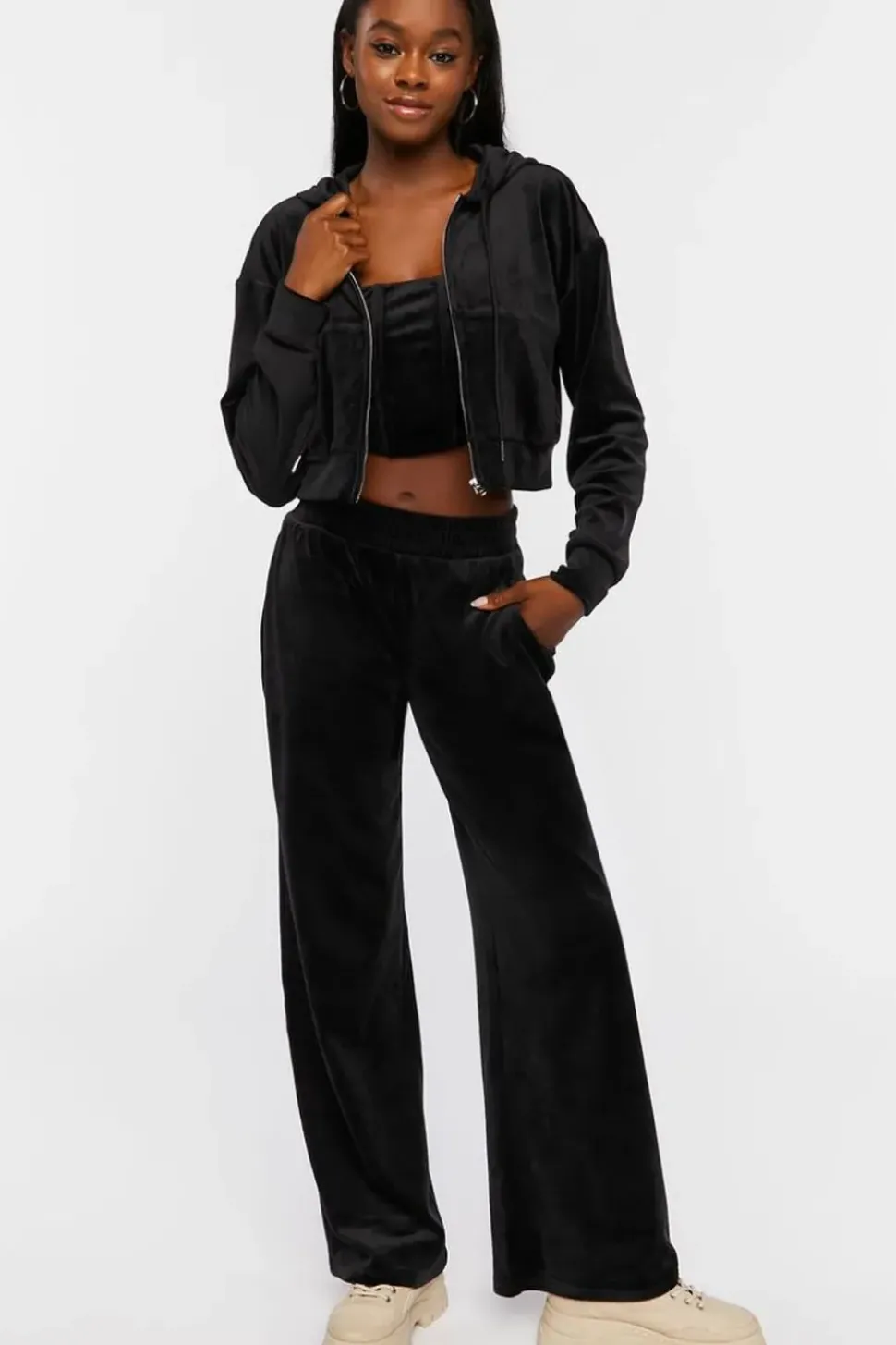 Velour Zip-Up Hoodie