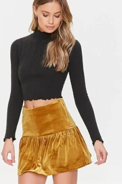 Velvet Drop-Waist Skirt