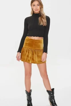 Velvet Drop-Waist Skirt