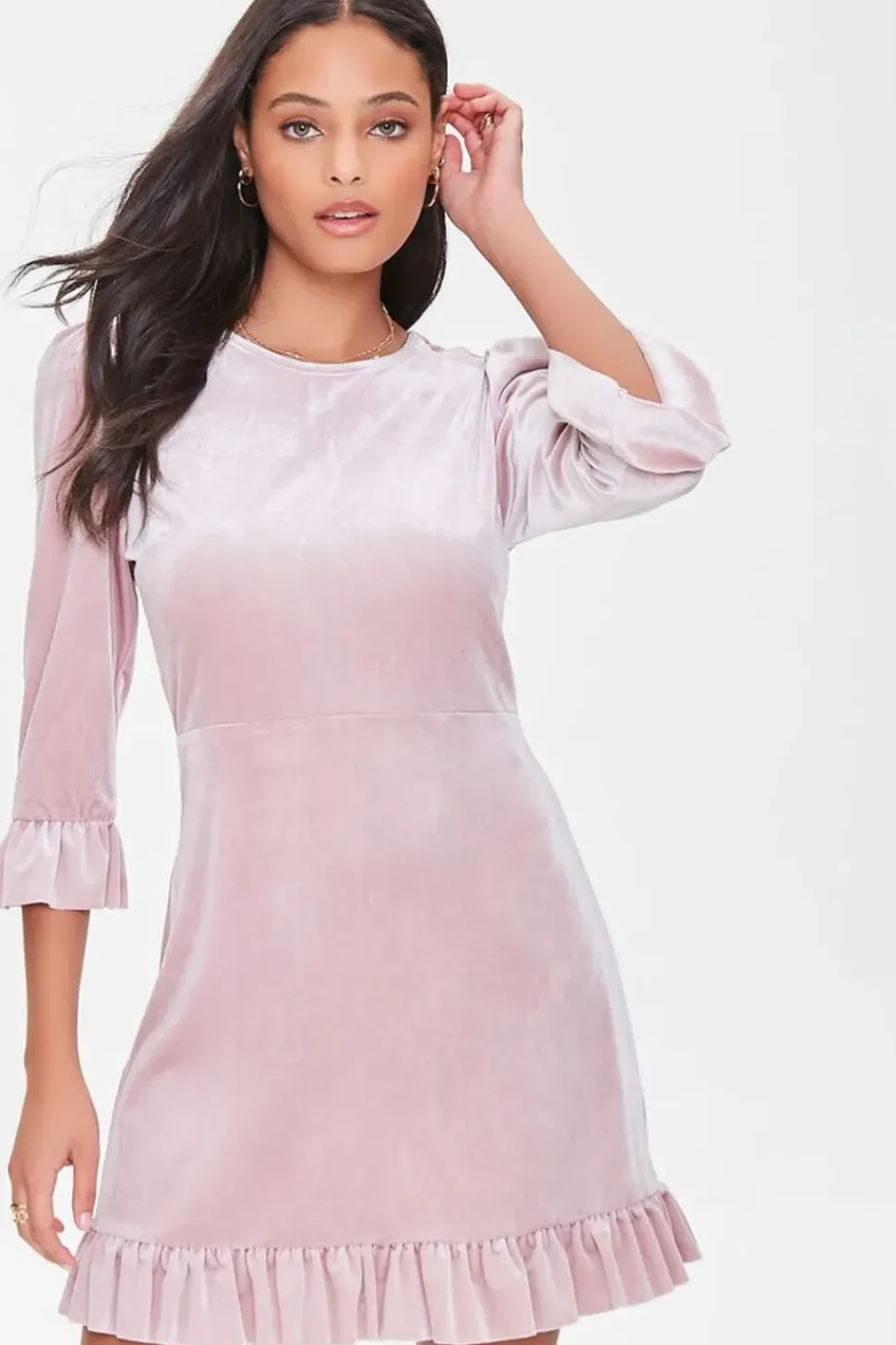 Velvet Flounce Mini Dress