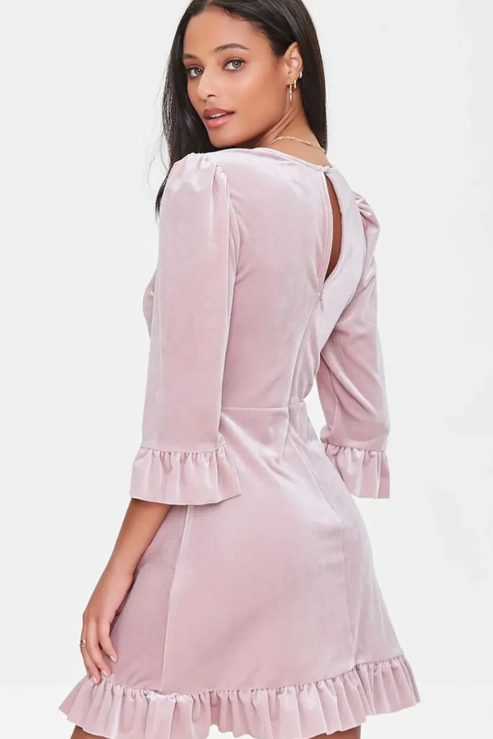 Velvet Flounce Mini Dress