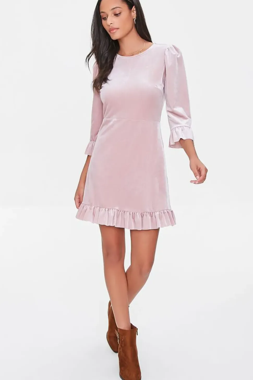 Velvet Flounce Mini Dress