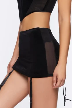 Velvet Garter Suspender Mini Skirt