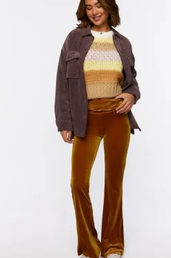 Velvet Mid-Rise Flare Pants