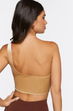 Velvet One-Shoulder Crop Top