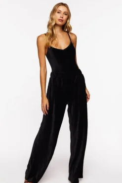 Velvet Wide-Leg Pants