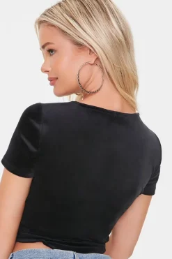 Velvet Wrap Crop Top