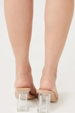 Vinyl Square-Toe Block Heels