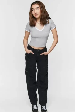 V-Neck Cropped Polo Shirt