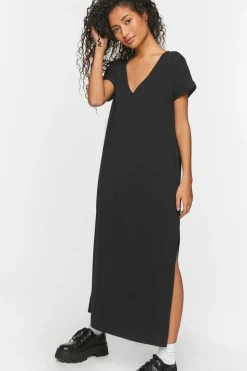 V-Neck Short-Sleeve Maxi Dress