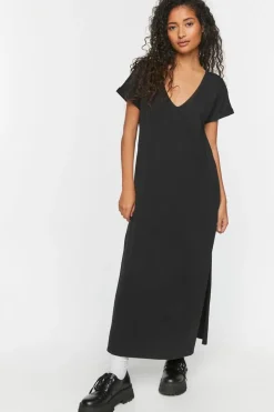 V-Neck Short-Sleeve Maxi Dress