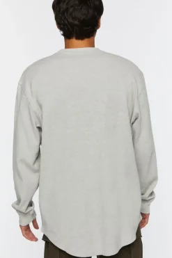 Waffle Knit Heathered Long-Sleeve Tee
