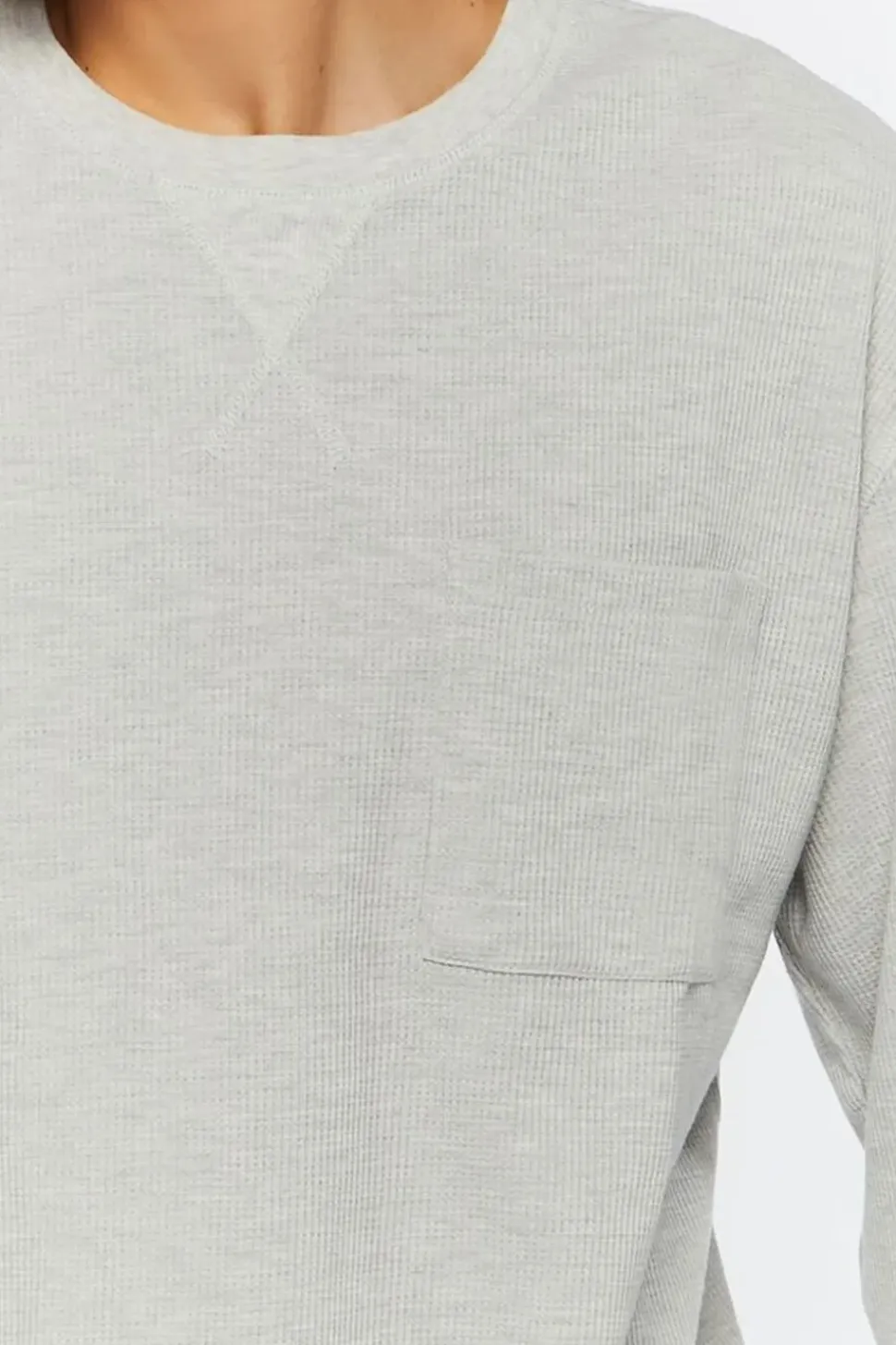 Waffle Knit Heathered Long-Sleeve Tee