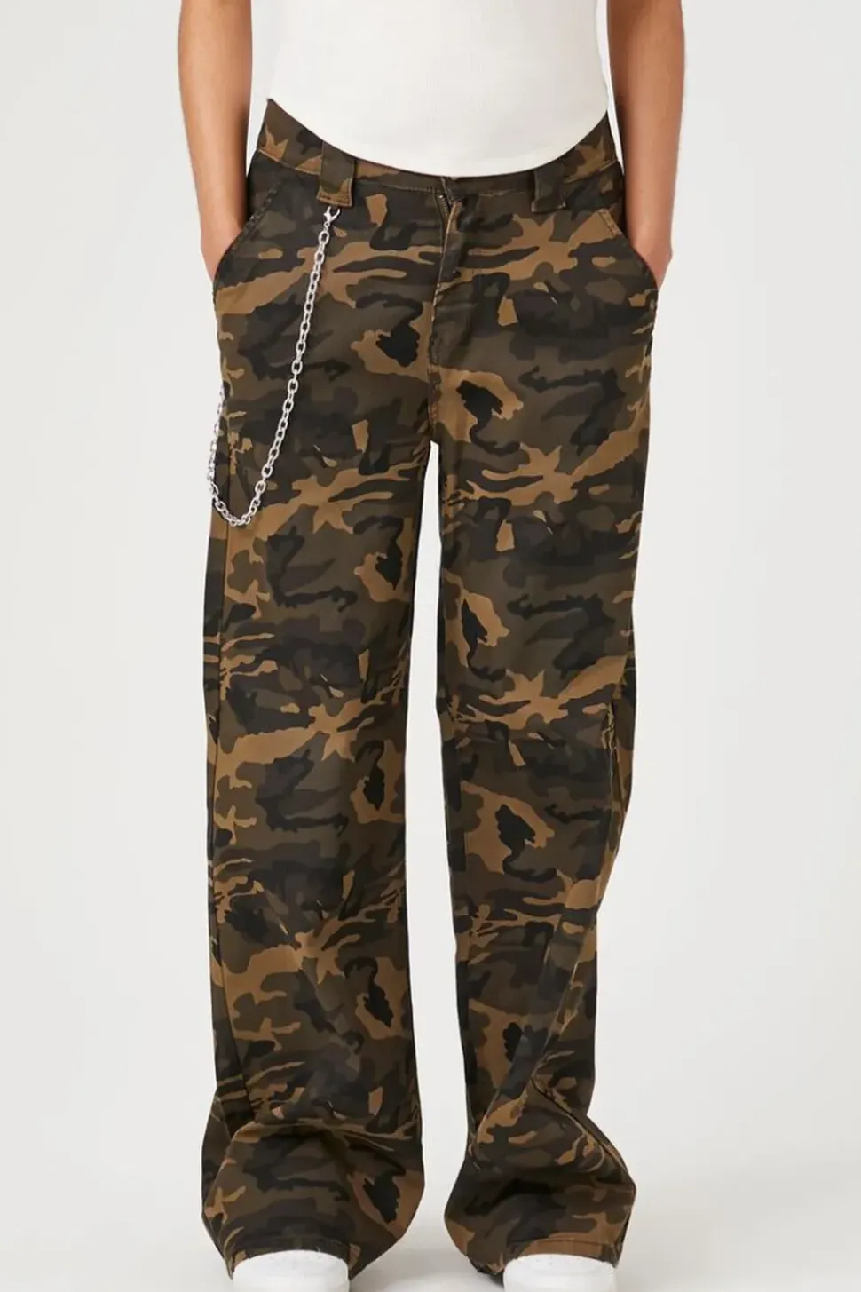 Wallet Chain Camo Print Pants