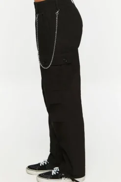 Wallet Chain Tie-Hem Cargo Pants