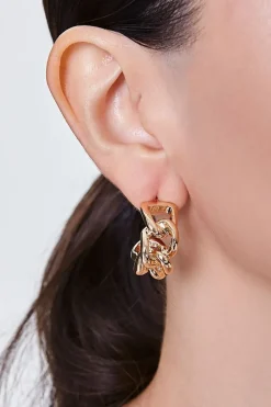 Warped Chain Hoop Earrings