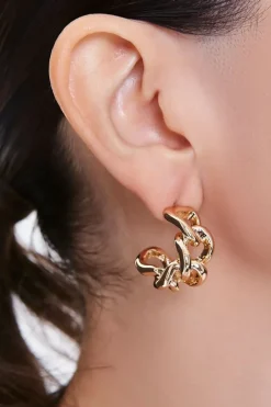 Warped Chain Hoop Earrings