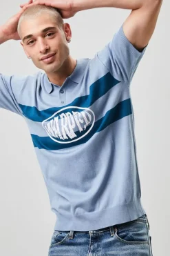 Warped Graphic Striped Polo Shirt