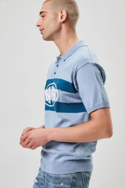 Warped Graphic Striped Polo Shirt