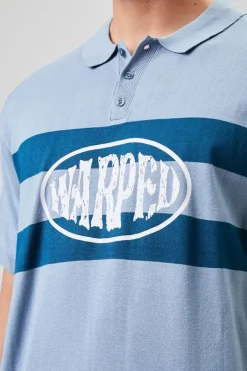 Warped Graphic Striped Polo Shirt