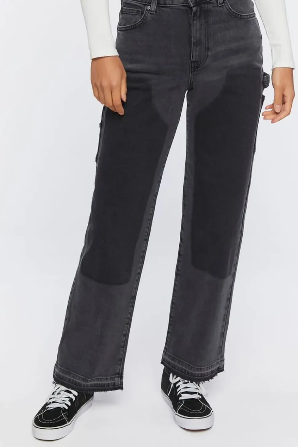 Washed-Panel High-Rise Jeans
