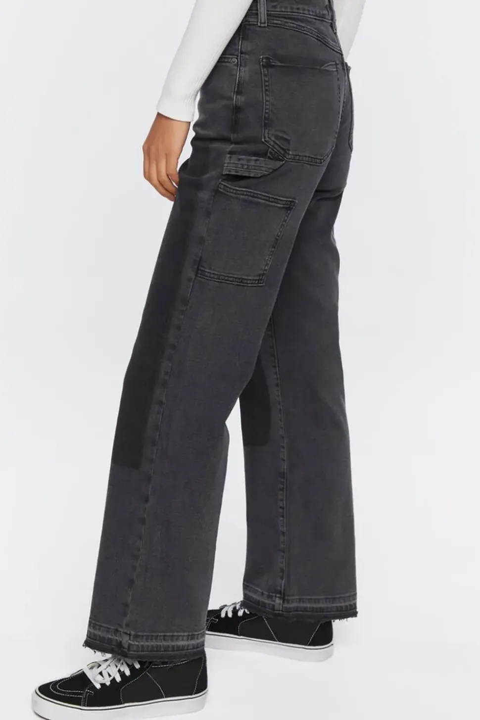 Washed-Panel High-Rise Jeans