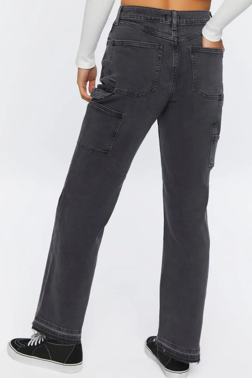 Washed-Panel High-Rise Jeans