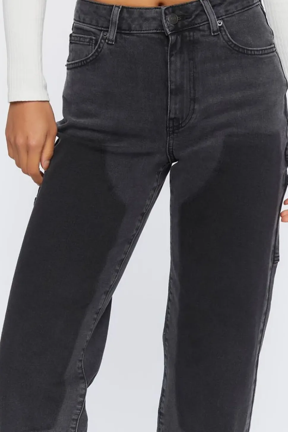 Washed-Panel High-Rise Jeans