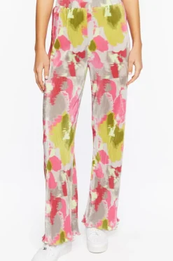Watercolor Floral Plisse Pants