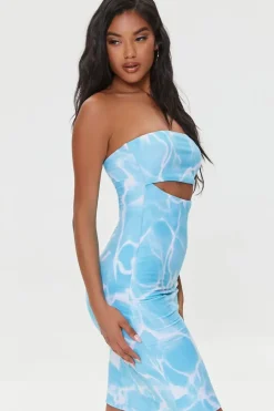Water Print Cutout Tube Dress