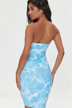 Water Print Cutout Tube Dress