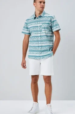Wave Print Button-Front Shirt