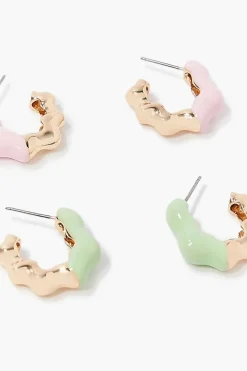 Wavy Open-End Hoop Earring Set