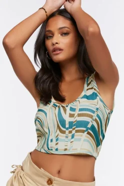 Wavy Striped Bustier Crop Top