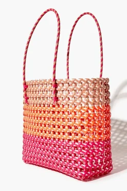 Wicker Colorblock Tote Bag