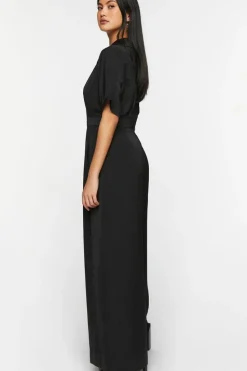 Wide-Leg Button-Front Jumpsuit
