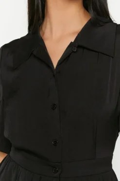 Wide-Leg Button-Front Jumpsuit