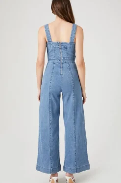 Wide-Leg Denim Overalls