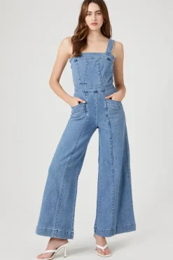 Wide-Leg Denim Overalls
