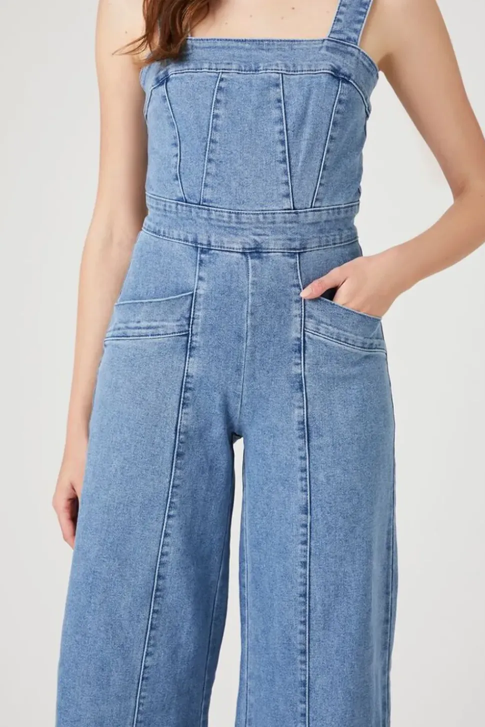 Wide-Leg Denim Overalls