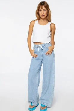 Wide-Leg Drawstring Jeans