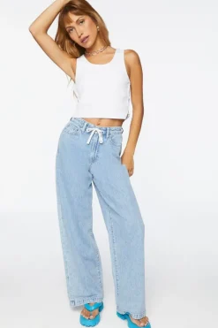 Wide-Leg Drawstring Jeans