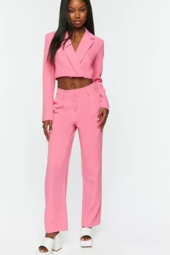 Wide-Leg Mid-Rise Trousers