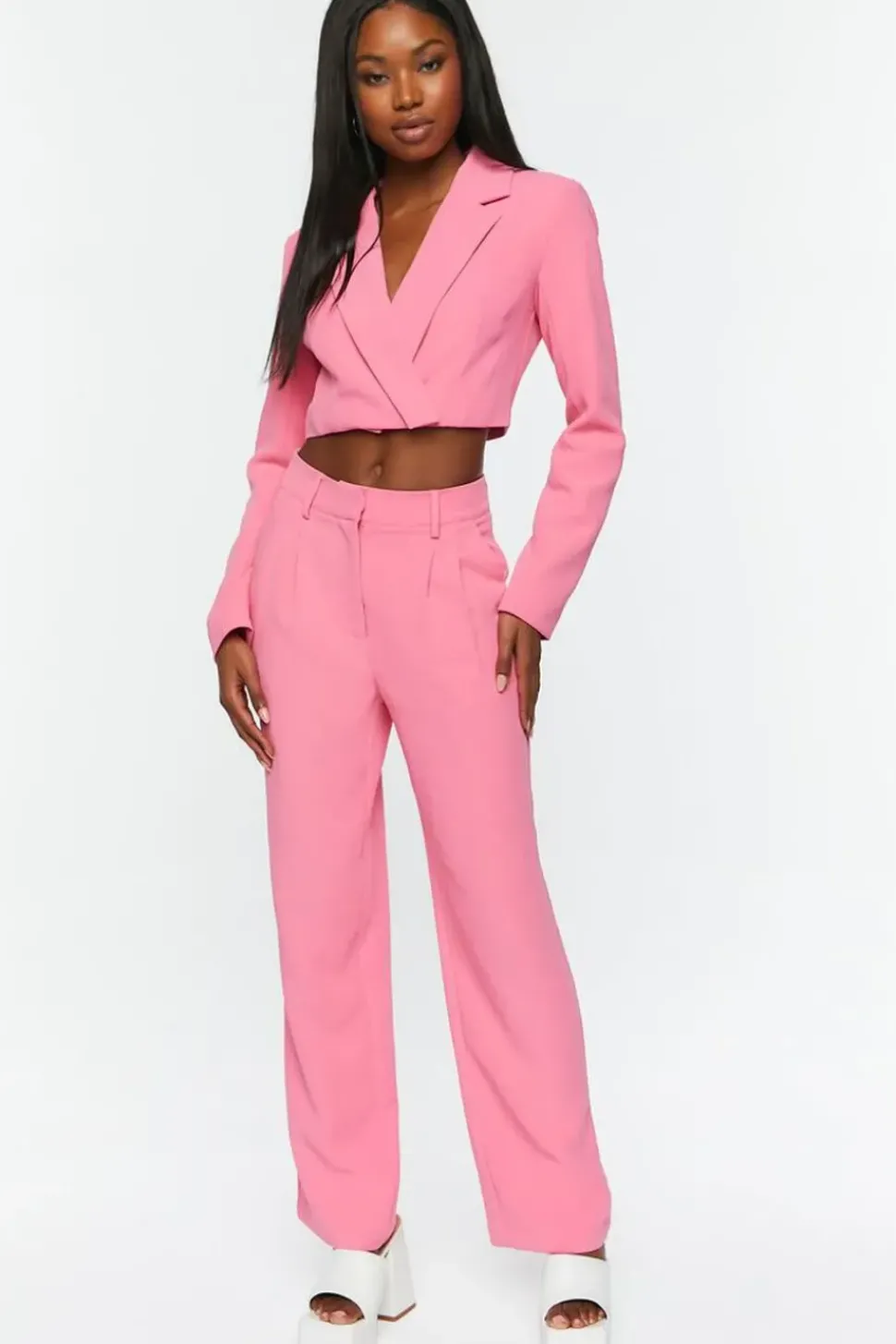 Wide-Leg Mid-Rise Trousers