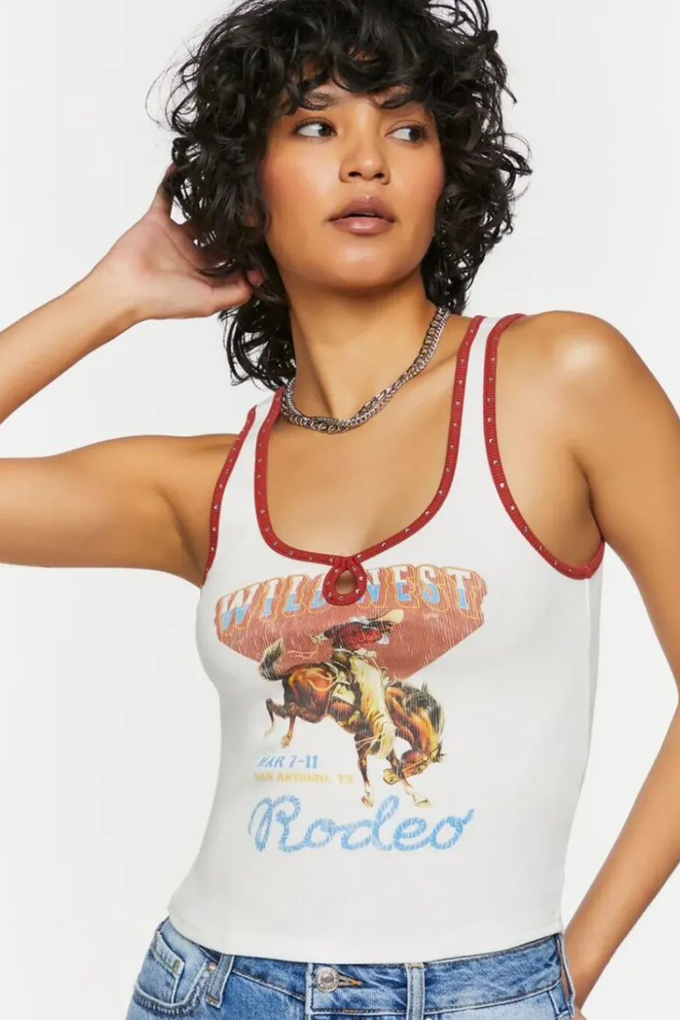 Wild West Graphic Studded Tank Top