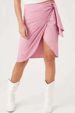 Wrap Tulip-Hem Tie Skirt